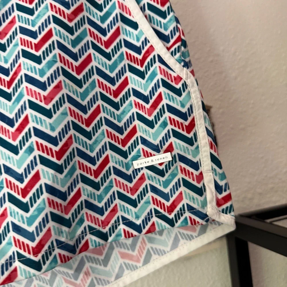 PARKE & RONEN multicolor chevron zig zag printed swim trunks shorts